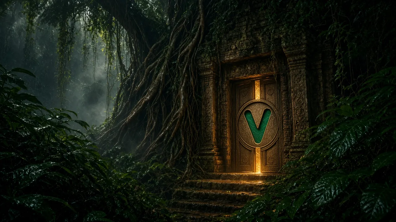 Verde Casino jungle treasury with the house mark inlaid in stone