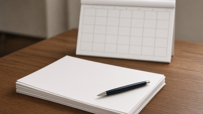 Ein Gesetzesentwurf, ein Stift und ein Tischkalender