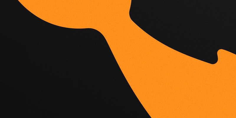 Orange whale curve on a dark ground, Spinning Whale launch art
