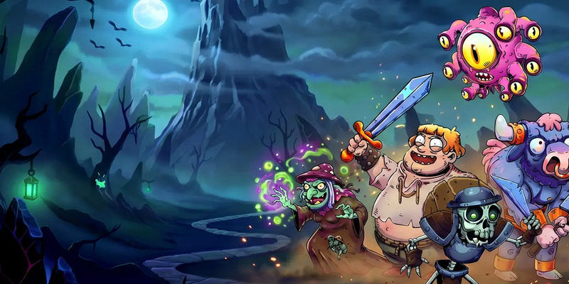 Bob with a raised sword and a floating eye monster in Tower Run Treasure Steps art.