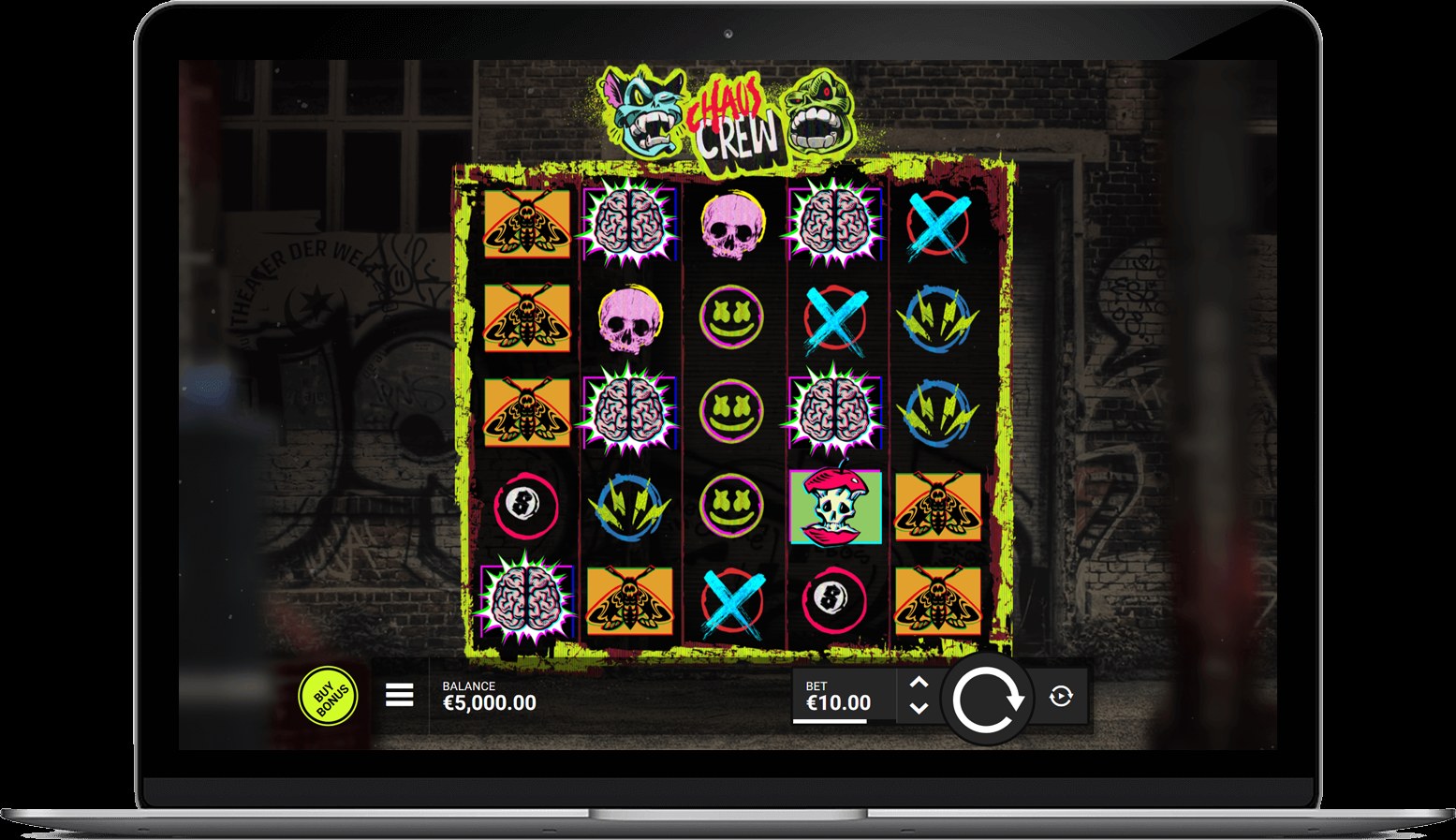 Official Hacksaw Gaming Chaos Crew 5×5 desktop reel still