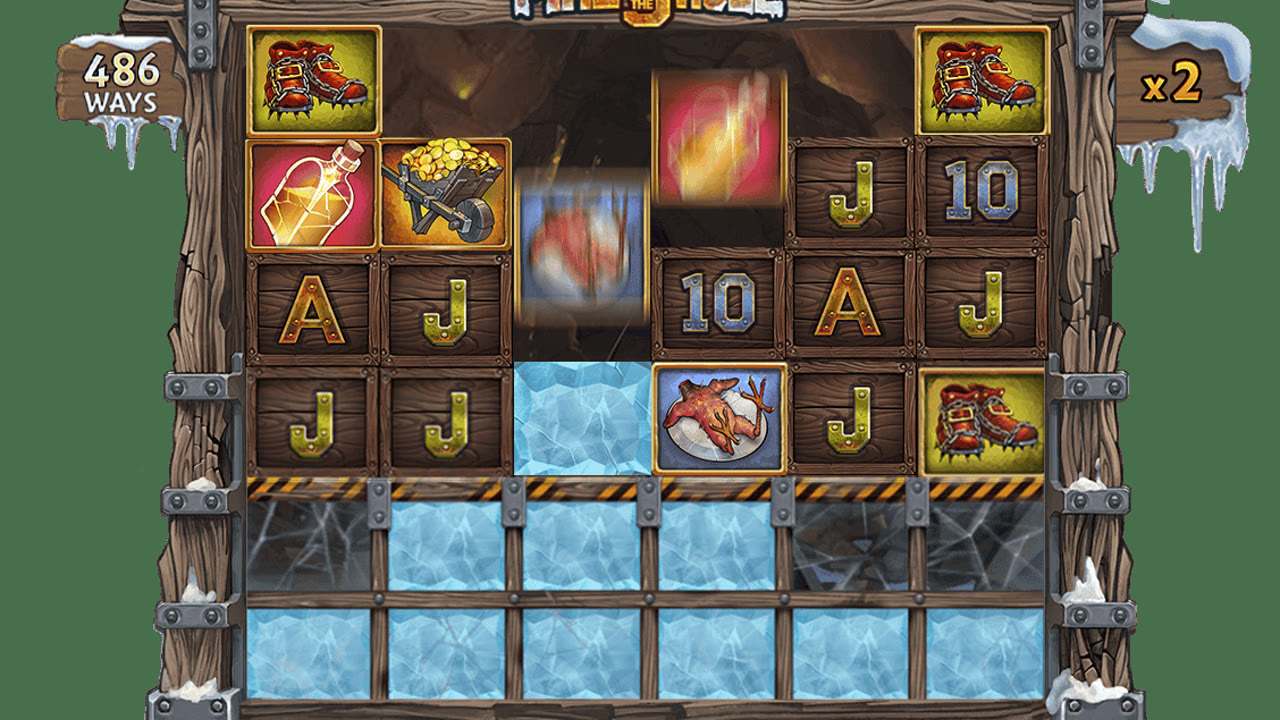 Official Nolimit City Fire In The Hole family still of the collapsing mine grid — predecessor imagery, not Fire In The Hole 4 gameplay