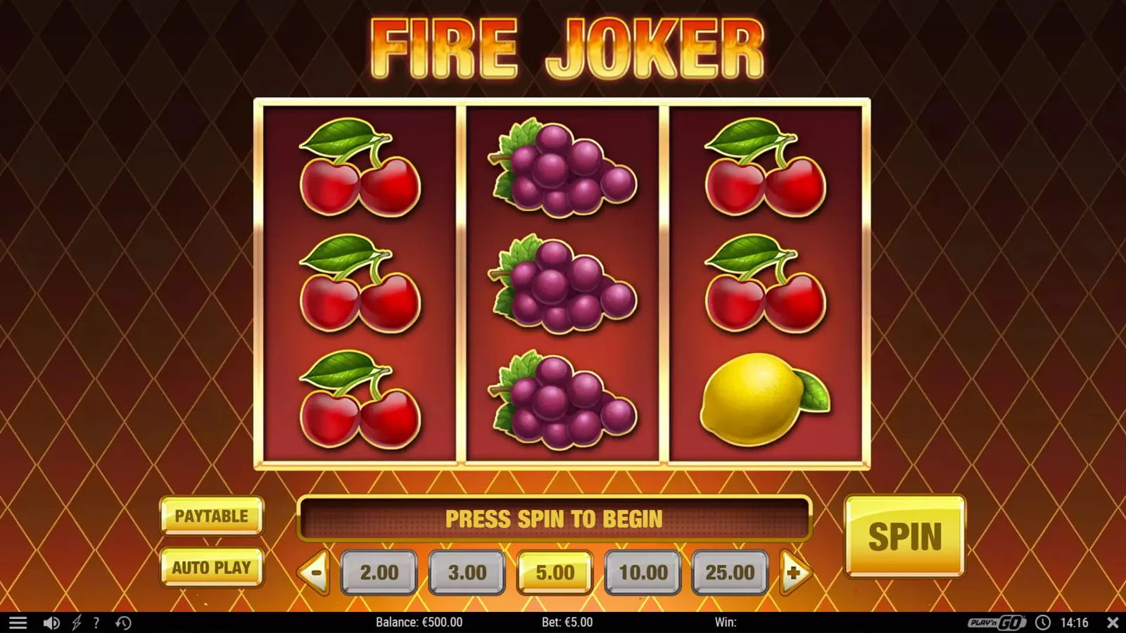 Fire Joker slot artwork: official Play’n GO desktop still of the 3×3 joker reels