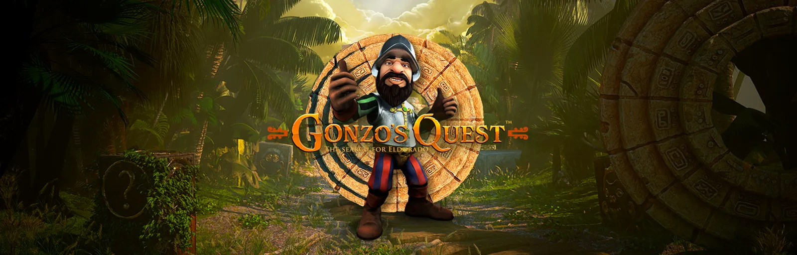 Gonzo’s Quest slot artwork: official NetEnt still of the avalanche temple grid