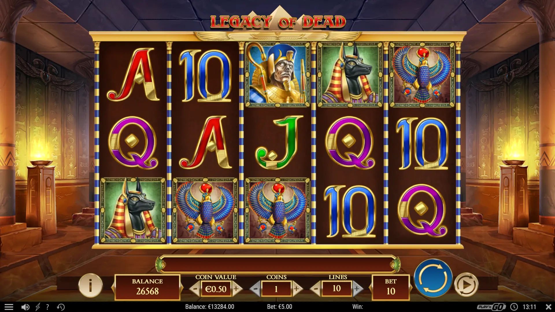 Official Play’n GO Legacy of Dead desktop reel still from the studio game page