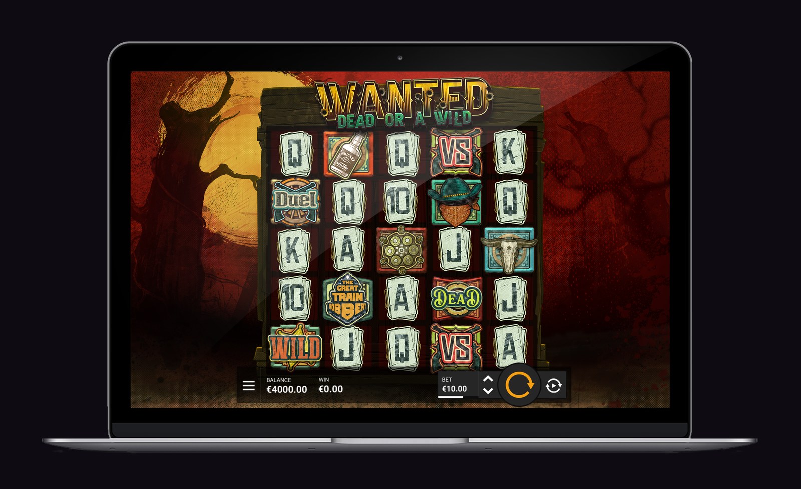 Official Hacksaw Gaming Wanted Dead or a Wild 5×5 desktop reel still