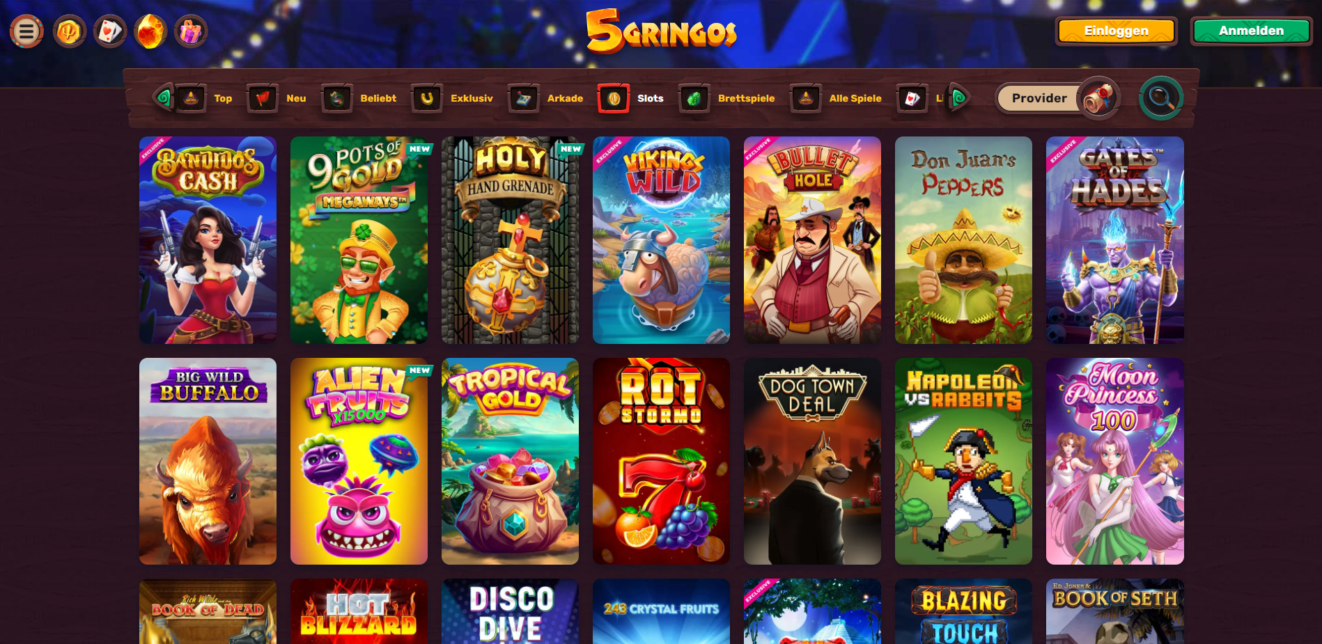 5Gringos Casino Spielauswahl