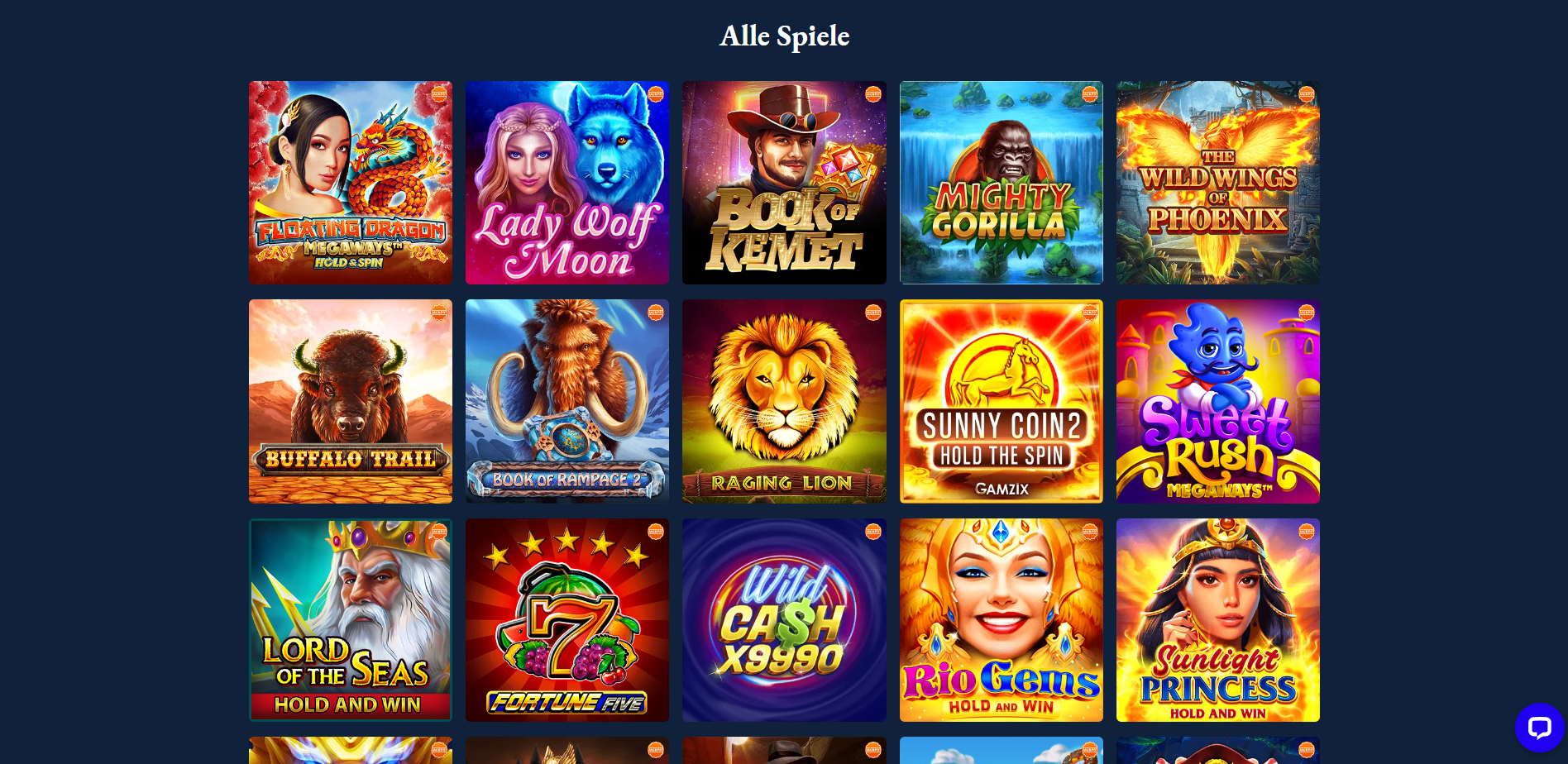 Axe Casino Spielauswahl