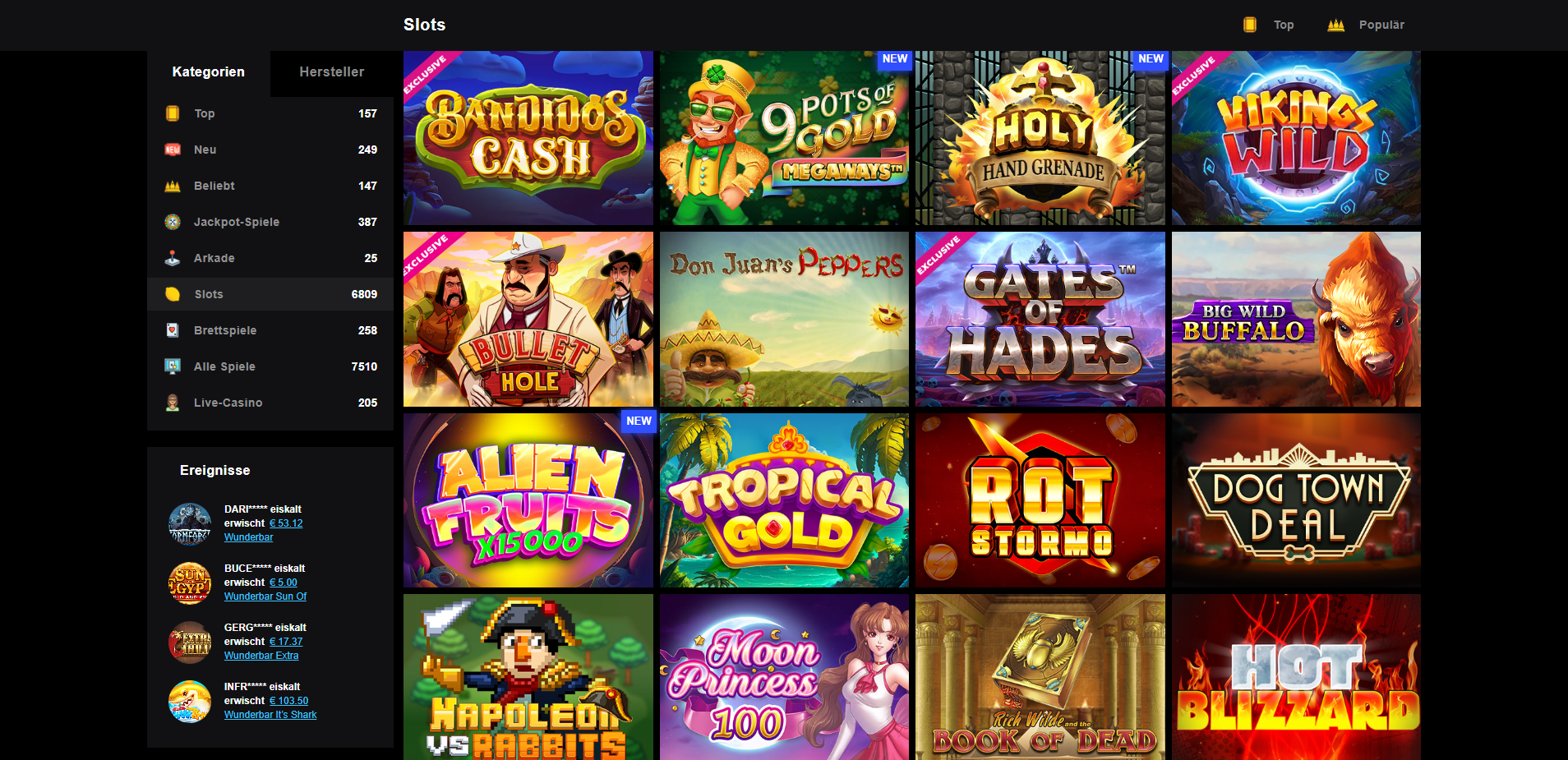 LibraBet Casino Spielauswahl