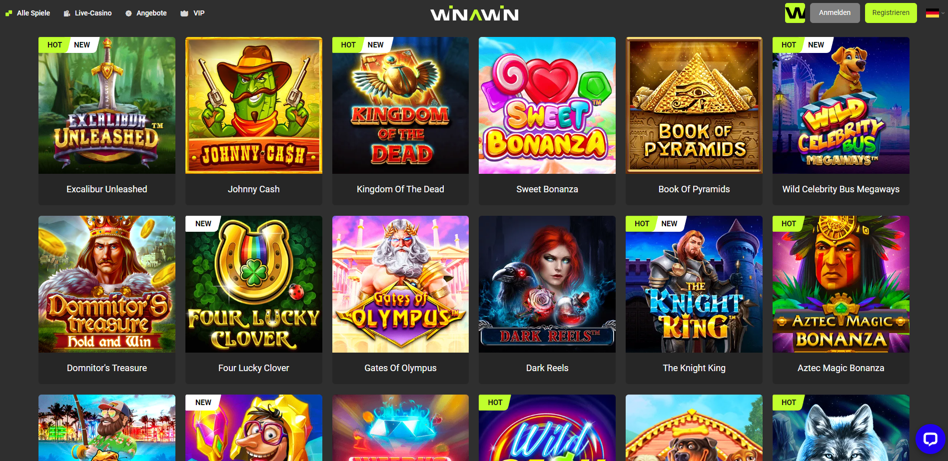 Winawin Casino Spielauswahl